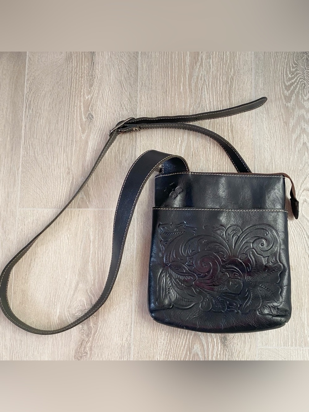 Patricia Nash Crossbody Tooled Black Leather Black Bag Purse